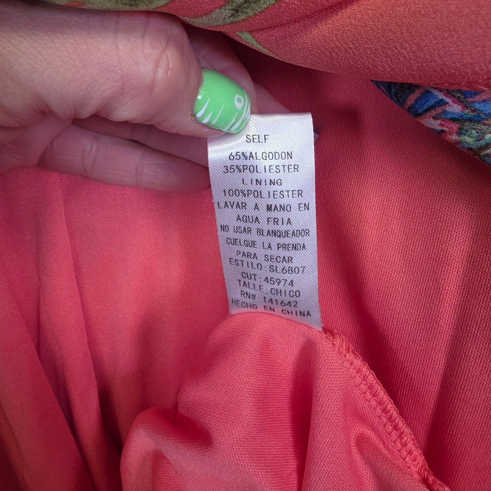 She + Sky Maxi Dress Womens S Coral Tropical Floral Resort Vacation Boho Flowy - Picture 12 of 15